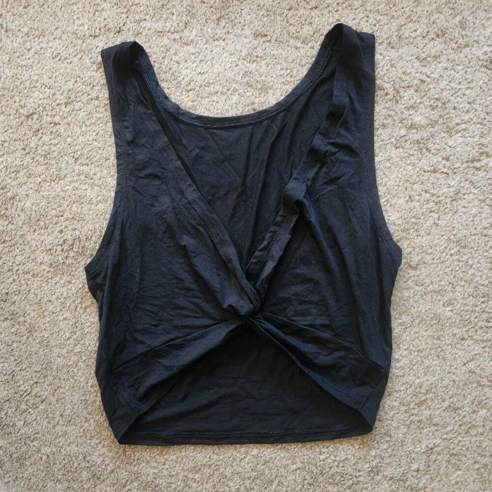 Offline/ Aerie/ AE Plunge V-Neck Knotted Crop Top Blk SML NWT Loose Fit